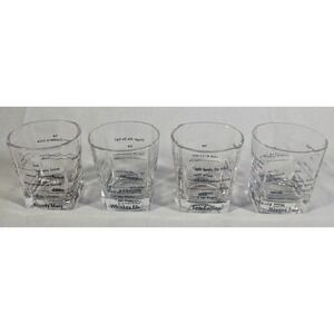 Set of 4 Kikkerland Rocks Glasses Cocktail Recipes Rum Whiskey Gin Vodka